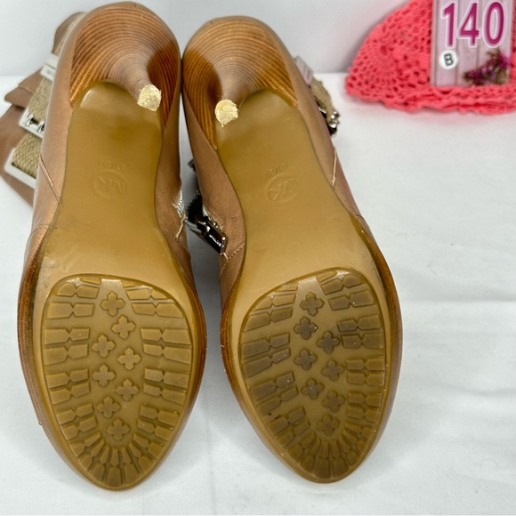 Michael Michael Kors Tan Leather Upper Peep Toe Boots Size 9.5 - Picture 13 of 16